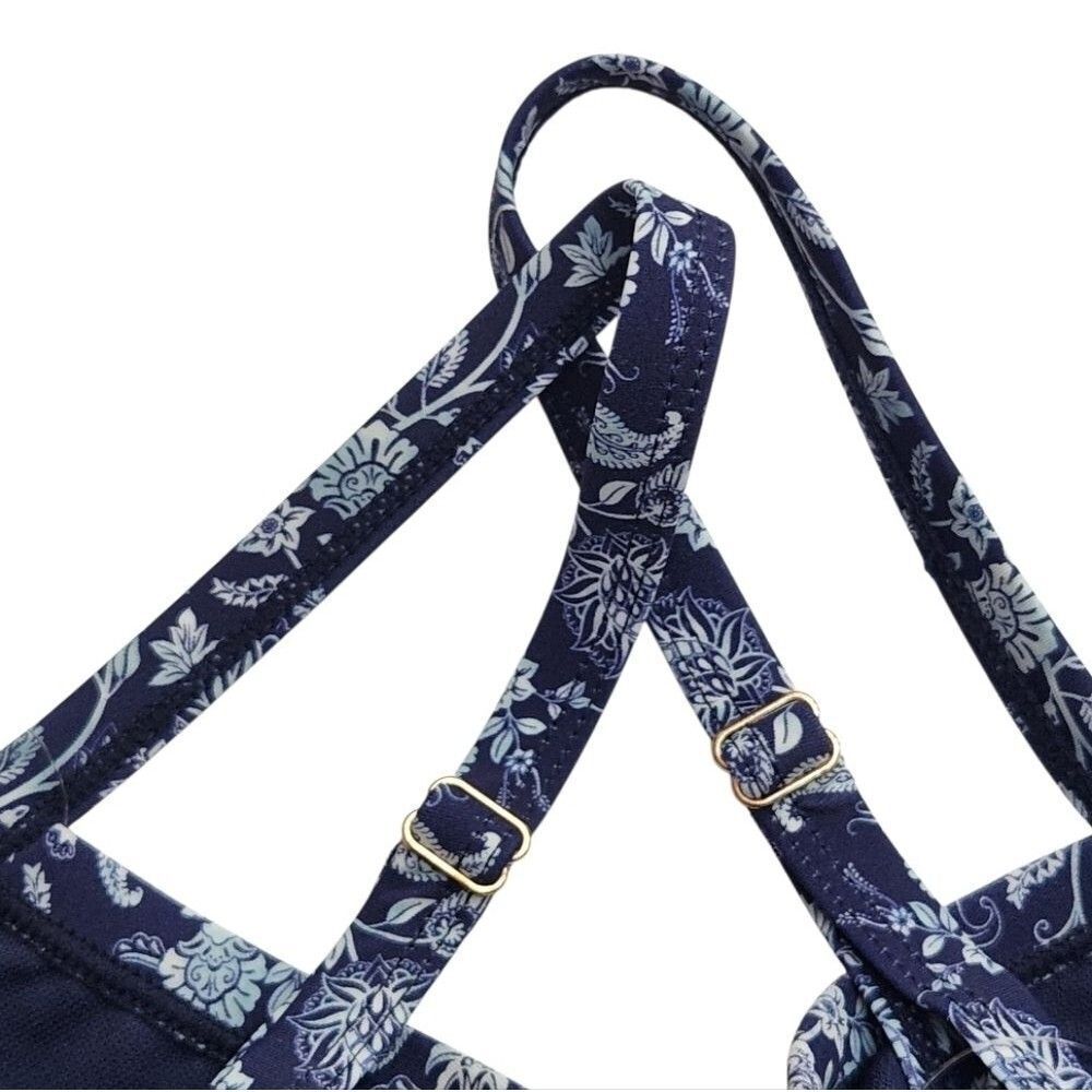 New! Carole Hochman Women Swimsuit Tie Waist Paisley Lined Blue White Large - Picture 5 of 13